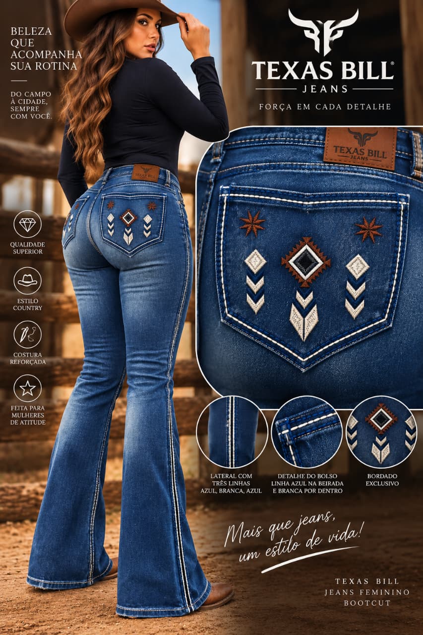Bootcut Feminino Bordado